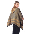 2021 hiver chaud poncho pour femmes rétro géométrique femme manteau à capuche manteau Tippet grande taille ponchos et capes